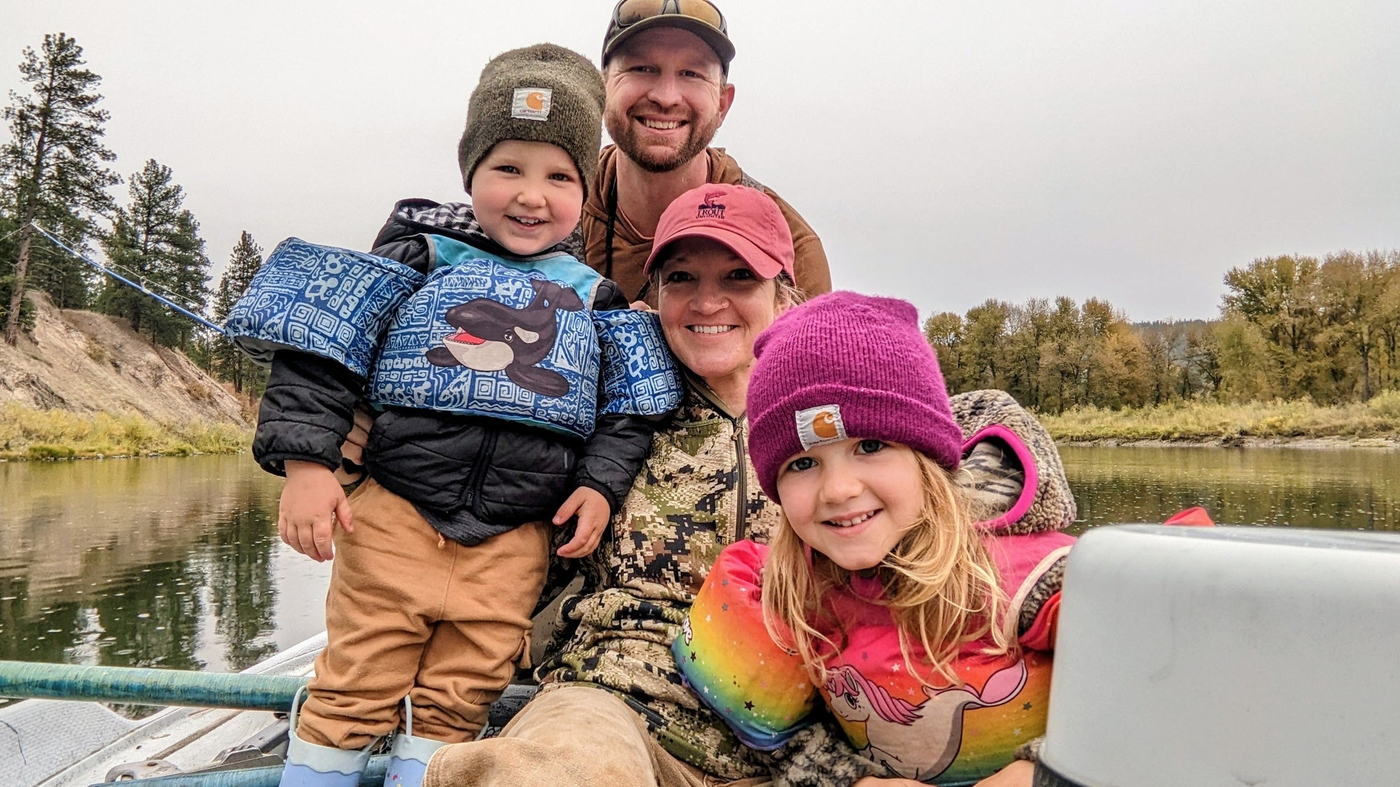 Family on the river